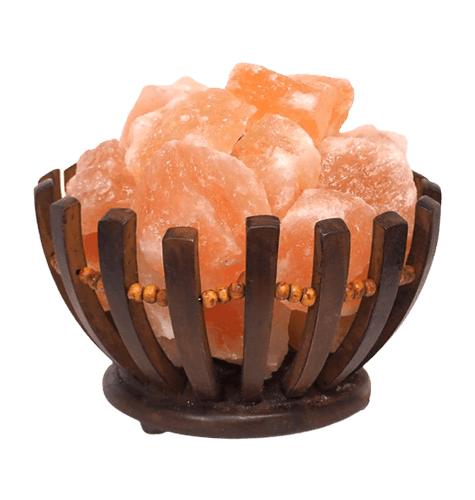 Wooden Bowl Basket With Salt Chunks