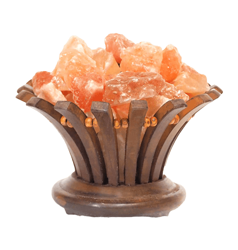Wooden Flower Basket With Salt Chunks